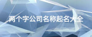 兩個(gè)字公司名稱起名大全