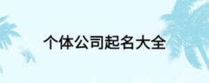 個(gè)體公司起名大全