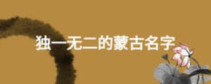 獨(dú)一無二的蒙古名字