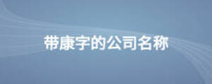 帶康字的公司名稱(chēng)