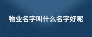 物業名字叫什么名字好呢
