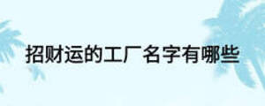 招財運(yùn)的工廠名字有哪些