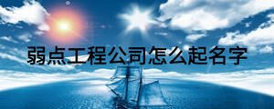 弱點(diǎn)工程公司怎么起名字