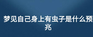 夢見自己身上有蟲子是什么預(yù)兆